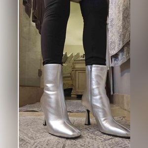 Open Edit Hesper Bootie in Metallic Silver! This color is all over the runway!